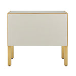 ivory & brass parisian glass panel 2 drawer chest