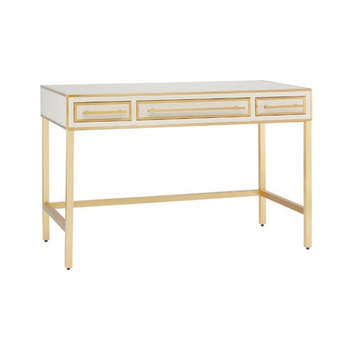 ivory & brass parisian 3 drawer vanity with beveled top