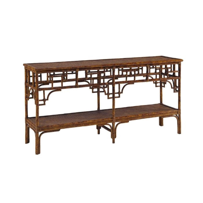 console table rattan tortoise shell pagoda
