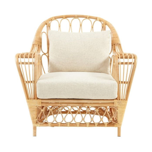 natural cushion club chair woven rattan