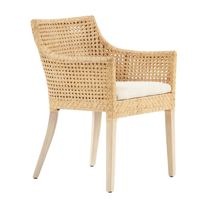rattan cane back dining arm chair