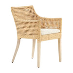 rattan cane back dining arm chair