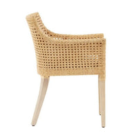 rattan cane back dining arm chair