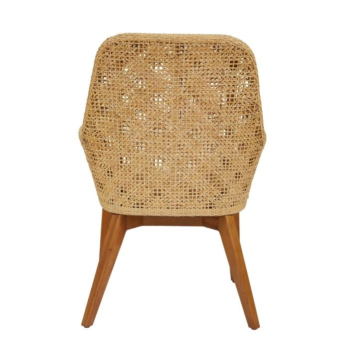 arm chair natural woven cushion wooden leg