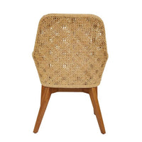 arm chair natural woven cushion wooden leg