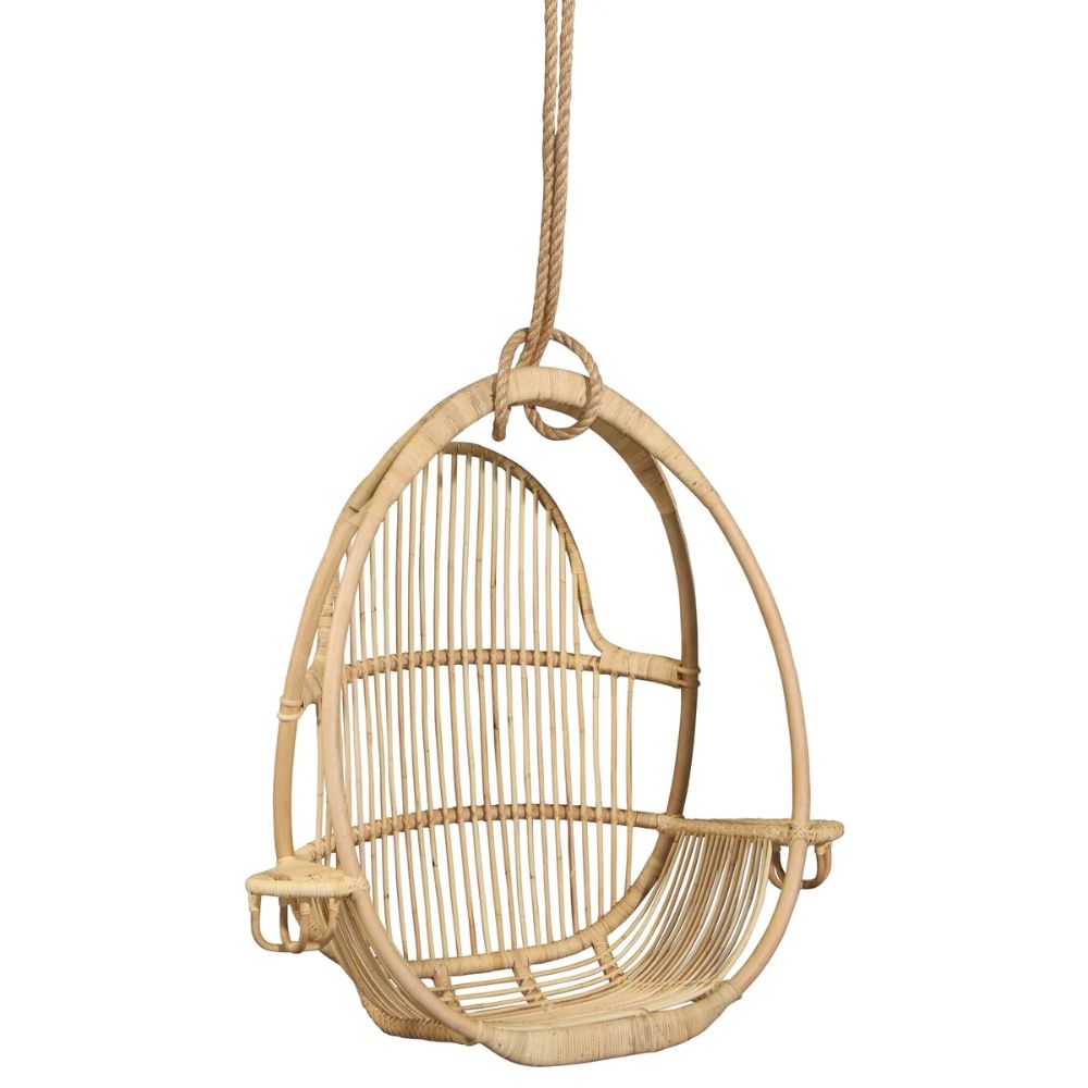 Unique light wood hanging swinging chair
