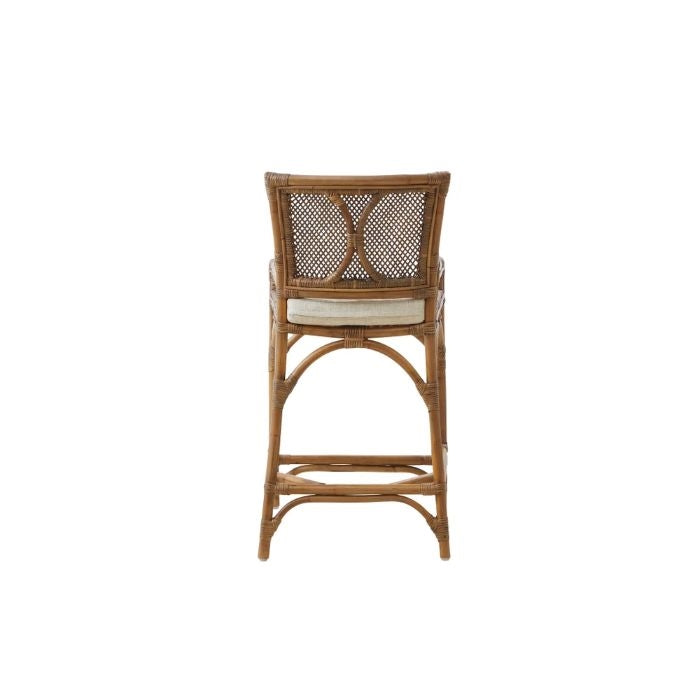 counter stool rattan honey brown seat cushion
