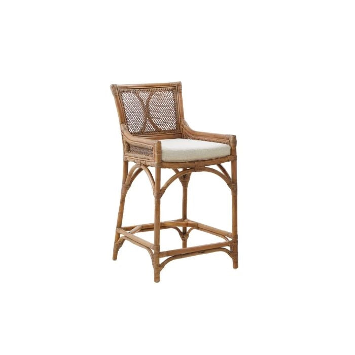 counter stool rattan honey brown seat cushion