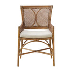 rattan arm chair accent dining cream cushion honey brown