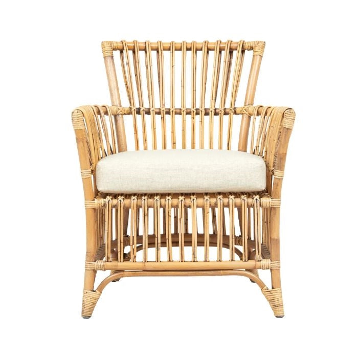 rattan arm chair cream seat cushion