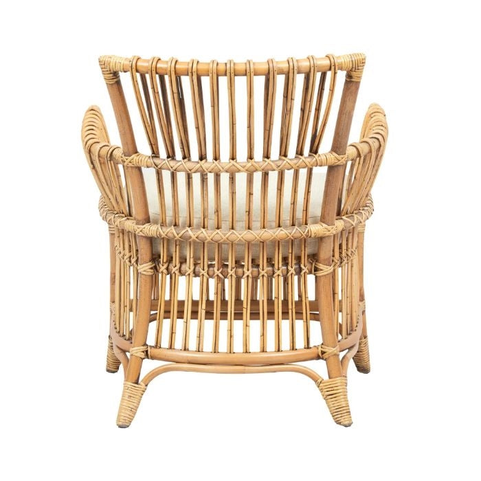 rattan arm chair cream seat cushion