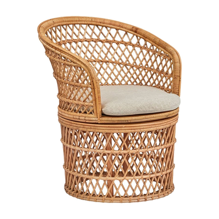 swivel frame chair rattan natural cushioned seat