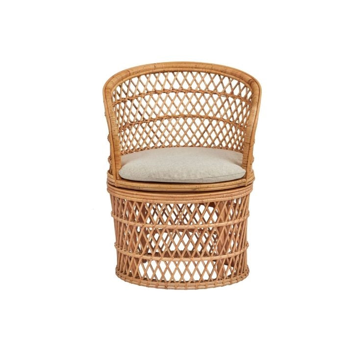swivel frame chair rattan natural cushioned seat