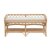 natural cream bench cushioned seat rattan curved leg