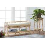 natural cream bench cushioned seat rattan curved leg