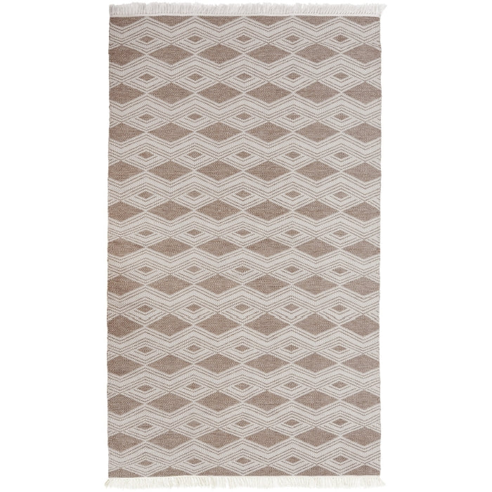 diamond pattern natural sand white area rug fringe reversible indoor/outdoor