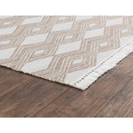 diamond pattern natural sand white area rug fringe reversible indoor/outdoor