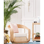 rattan frame chair curved cushion cream
