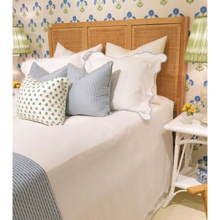 headboard natural wood frame rattan cane panels