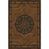 Spicher & Co. vinyl floorcloth floor mat wood inlays star pattern brown black wood area rug