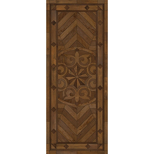 Spicher & Co vinyl floorcloth floor mat wood inlays browns medallion star runner