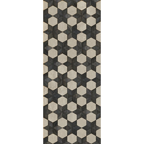 Spicher & Co vinyl floorcloth floor mat wood inlays black white stars runner