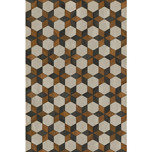 vinyl floor mat star pattern black brown cream