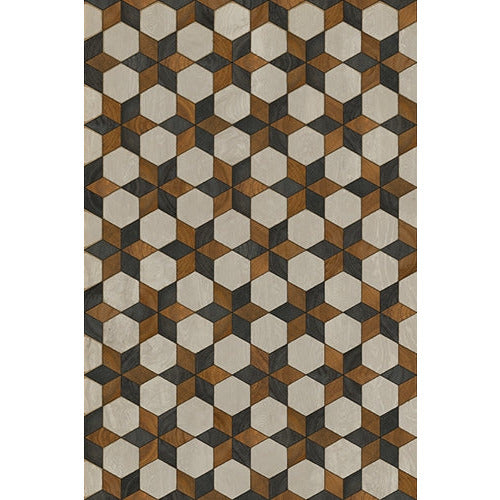 vinyl floor mat star pattern black brown cream
