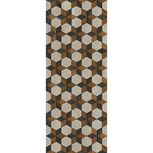 vinyl floor runner star pattern black brown cream