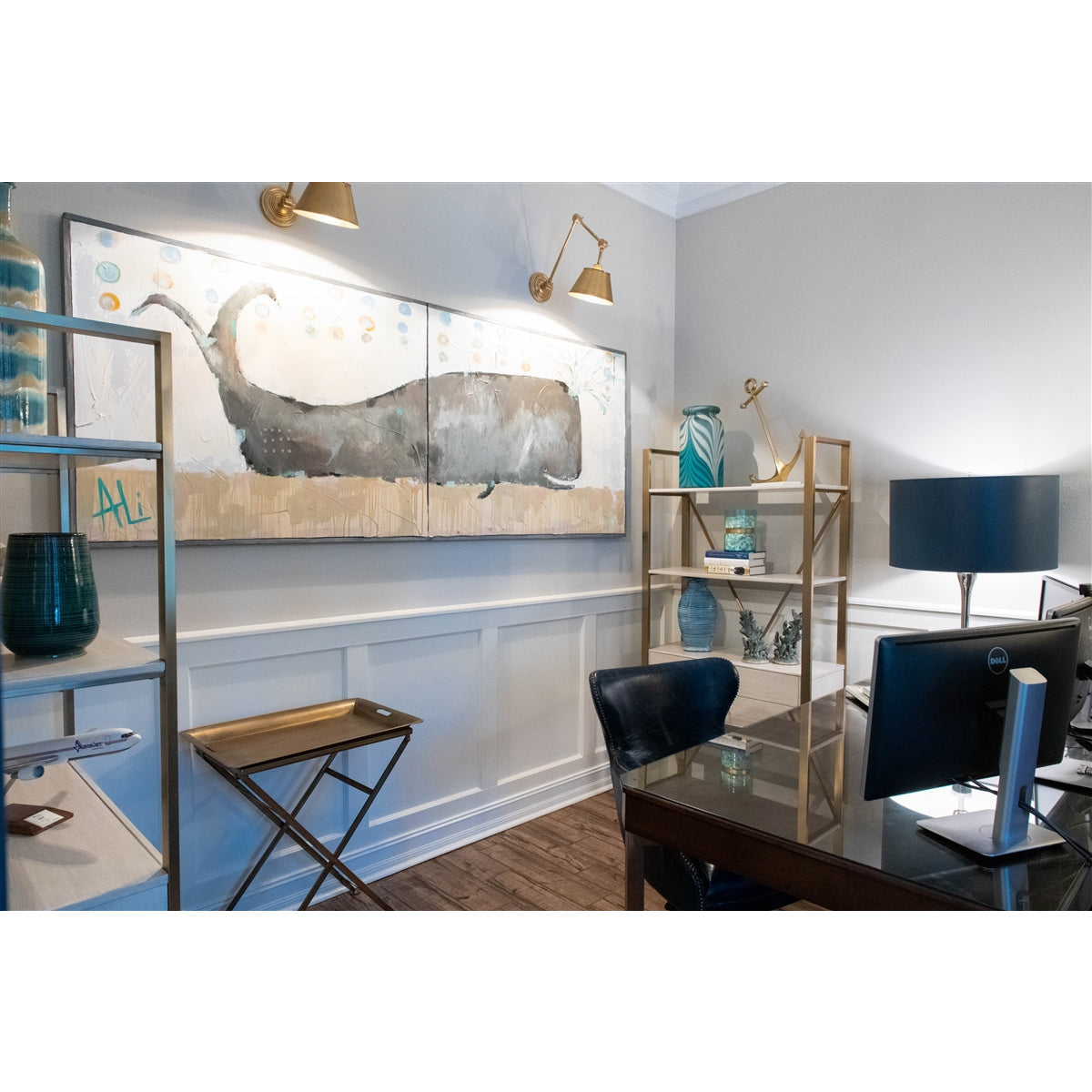 navy leather upholstery desk chair 5 casters