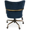 chair swivel desk navy blue velvet metal bronze wood oak arms castors channel stitching