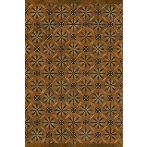 Spicher & Co vinyl floorcloth floor mat wood inlays mosaic tan black