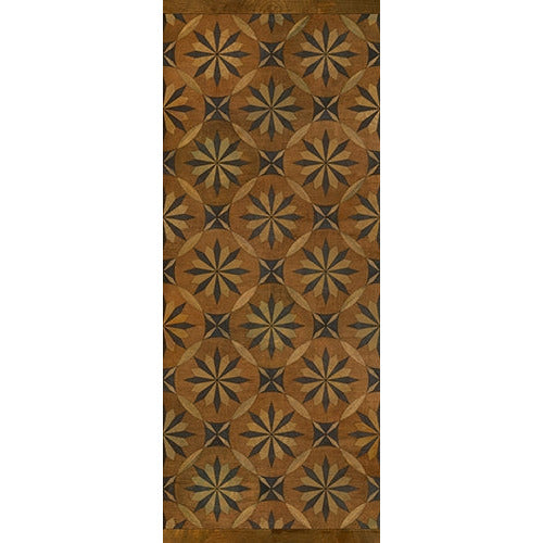 Spicher & Co vinyl floorcloth floor mat wood inlays mosaic tan black runner