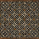 Spicher & Co vinyl floorcloth floor mat wood inlays mosaic parquet tan black gray vintage square