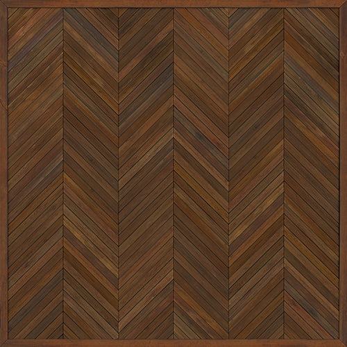 Spicher & Co. vinyl floorcloth floor mat wood inlays herringbone brown vintage runner