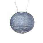 lantern metallic blue round hanging light solar