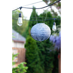 lantern metallic blue round hanging light solar