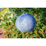 lantern metallic blue round hanging light solar