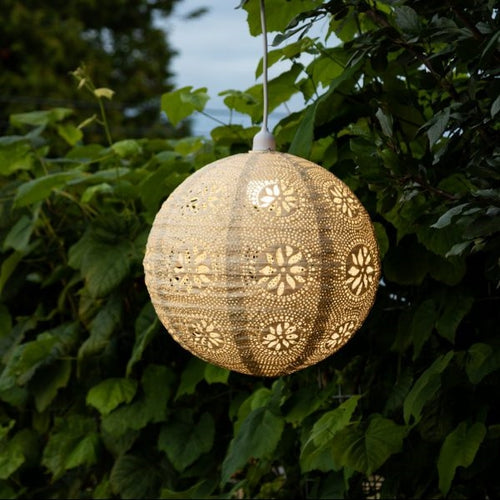 lantern pearl round hanging light solar