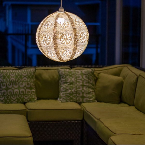 lantern pearl round hanging light solar