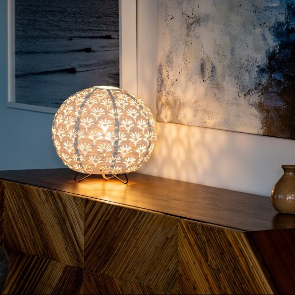 lantern white table light round laser cut geo floral