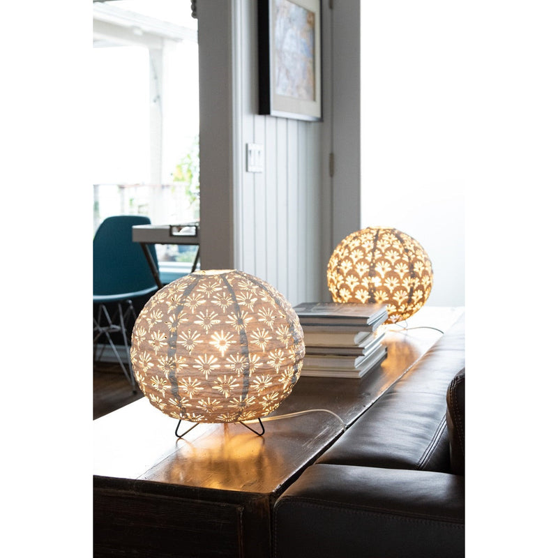 lantern white table light round laser cut geo floral