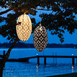 white, pod, palm, lantern chevron solar hanging light decor