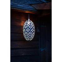 white, pod, palm, lantern chevron solar hanging light decor