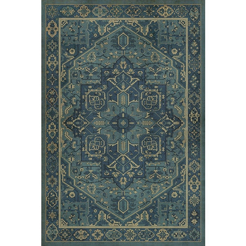 Unique Vinyl Floor Mats - USA Made Shades Of Blue Persian Rug Design | BSEID