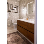 vinyl floorcloth tan neutral medallion