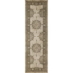 vinyl floorcloth tan neutral medallion
