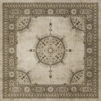 vinyl floorcloth tan neutral medallion