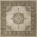 vinyl floorcloth tan neutral medallion