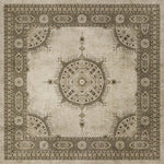 vinyl floorcloth tan neutral medallion